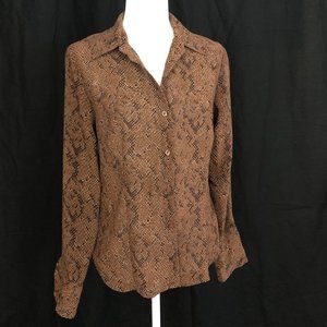 NY & Co Long Sleeve Snake Print Shirt